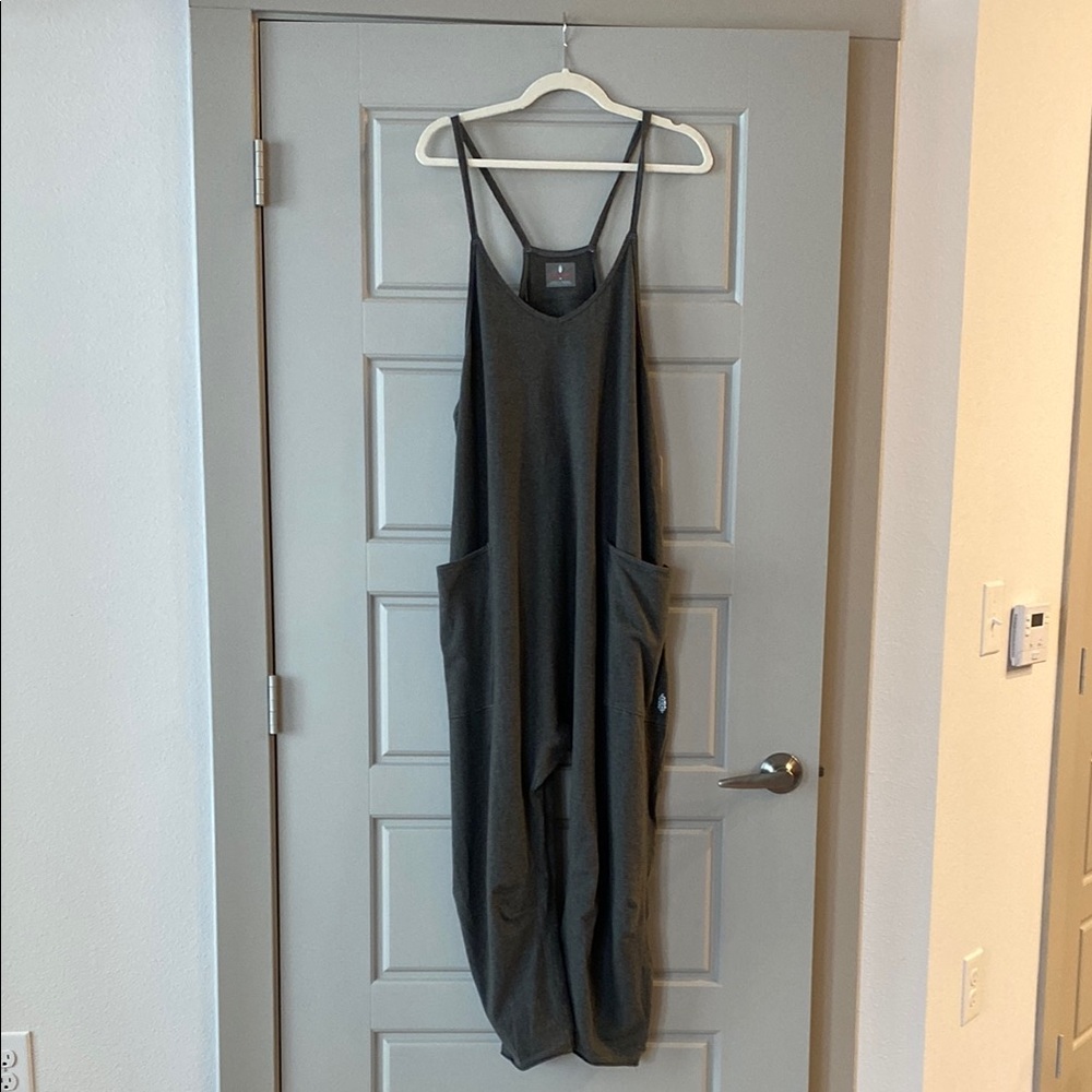 Gray Sleeveless Jumpsuit with Pockets